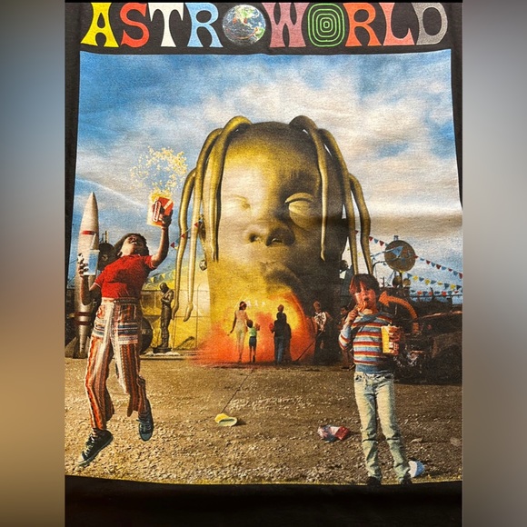 ASTROWORLD ASTROCONNECTION TRAVIS SCOTT BLACK T-SHIRT - Picture 2 of 4